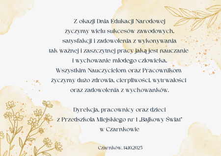 ŻYCZENIA Z OKAZJI DNIA EDUKACJI NARODOWEJ